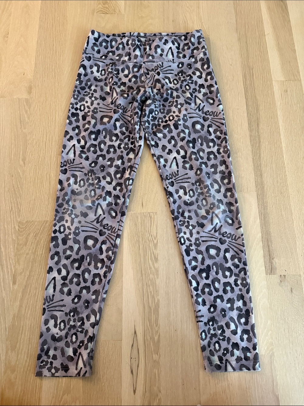 Justice Taupe and Black Leopard Cat-Print Leggings